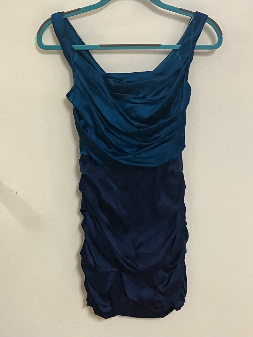 Express Sleeveless Two-Tone Teal and Navy Cocktail Dress